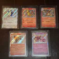 Paldean Fates—5 RARE Shiny Lot—Snorlax Charmander Charmeleon Entei Pokemon NM - Image 1