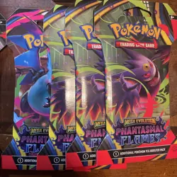 8x Pokemon TCG Phantasmal Flames/Mega Evolution Packs + 2x Mega Charizard Tins - Image 4