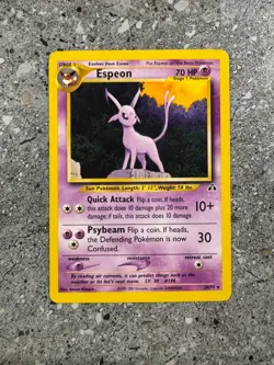 Pokemon TCG Cards Espeon 20/75 Neo Discovery Rare - Image 1