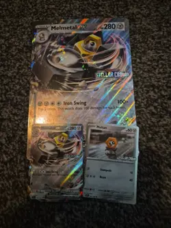 Stellar Crown Stamped Melmetal ex Jumbo card + regular + Meltan - Pokemon NM - Image 1