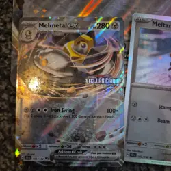 Stellar Crown Stamped Melmetal ex Jumbo card + regular + Meltan - Pokemon NM - Image 2