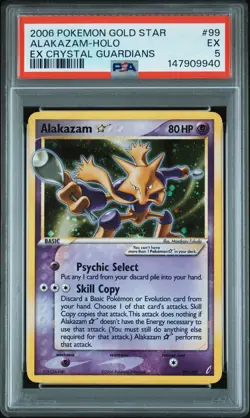 2006 POKEMON EX CRYSTAL GUARDIANS GOLD STAR #99 ALAKAZAM-HOLO PSA 5 - Image 1