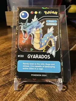 2024 Pokemon Pokedex Black Kanto #130 Gyarados Gold Heart Holo - Image 4