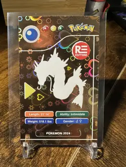2024 Pokemon Pokedex Black Kanto #130 Gyarados Gold Heart Holo - Image 5