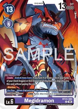 Digimon BT24 Time Stranger Bt24-080 Megidramon Rare Foil Card - Image 1
