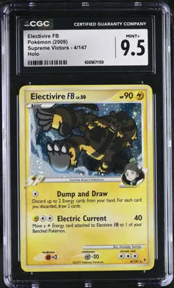 CGC 9.5 MINT+ Electivire FB 2009 Supreme Victors 4/147 Holo Pokemon Card - Image 1