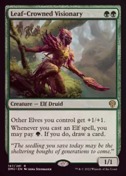 MTG (c) Dominaria United - Leaf-Crowned Visionary (Foil) - Image 1