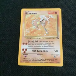 Pokemon TCG Hitmonlee 7/62 Fossil Unlimited Edition Holo Rare LP - Image 1