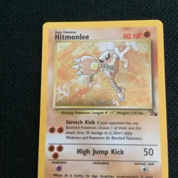 Pokemon TCG Hitmonlee 7/62 Fossil Unlimited Edition Holo Rare LP - Image 2