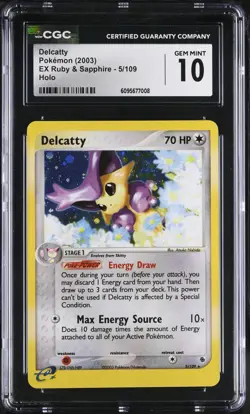 2003 POKEMON EX RUBY & SAPPHIRE DELCATTY HOLO 5/109 CGC 10 GEM MINT - Image 1