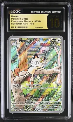 Pokemon Meowth 106/094 Illustration Rare Phantasmal Flames - CGC 10 PRISTINE - Image 1