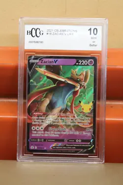 Pokemon Zacian V 2021 Celebrations 016/025 BCCG 10 Mint Or Better Graded - Image 1