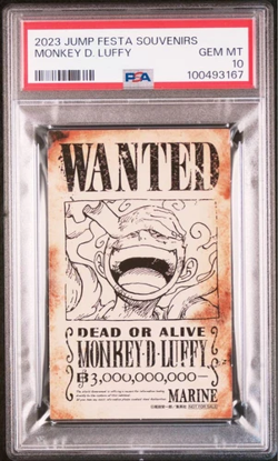 PSA 10 One Piece Card Monkey D Luffy Nika Wanted Jump Festa Promo Japan F/S - Image 1