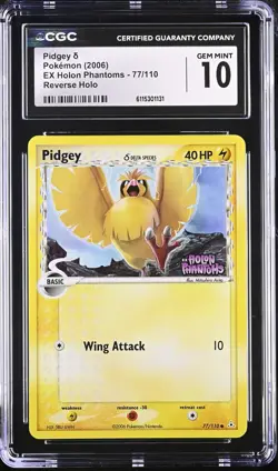 CGC 10 Pidgey 2006 EX Holon Phantoms 77/110 Reverse Holo Stamped Pokemon Card - Image 1