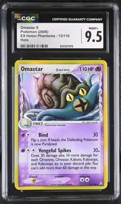 CGC 9.5 MINT+ Omastar 2006 EX Holon Phantoms 13/110 Holo Pokemon Card - Image 1