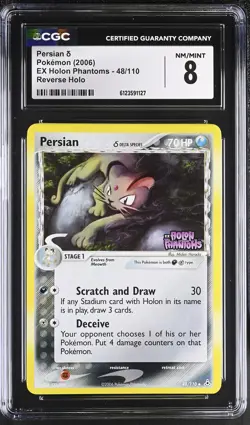 CGC 8 Persian 2006 EX Holon Phantoms 48/110 Reverse Holo STAMPED Pokemon Card - Image 1
