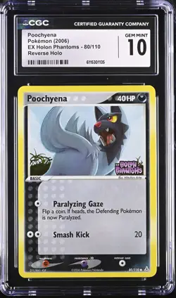CGC 10 Poochyena 2006 EX Holon Phantoms 80/110 Reverse Holo Stamped Pokemon Card - Image 1