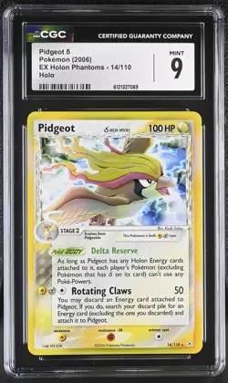 CGC 9 MINT Pidgeot 2006 EX Holon Phantoms 14/110 Holo Pokemon Card - Image 1