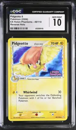 CGC 10 Pidgeotto 2006 EX Holon Phantoms 49/110 Reverse Holo STAMPED Pokemon Card - Image 1