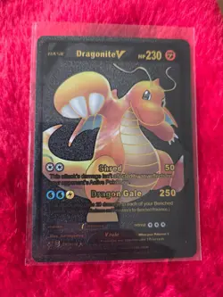 Pokemon Dragonite V BLACK Foil Fan Art Collector Card - 230 HP - Image 1