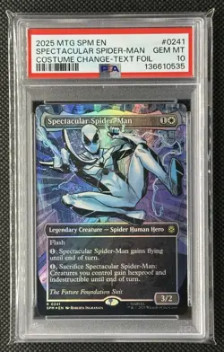 2025 MTG Magic Marvel Spectacular Spider-Man Borderless Foil #241 0241 PSA 10 - Image 1