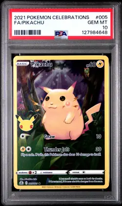 2021 POKEMON CELEBRATIONS #005 FULL ART/PIKACHU PSA 10 - Image 1