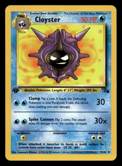 Cloyster 32/62 Uncommon Fossil 1st Edition WOTC Pokemon NM - Image 1