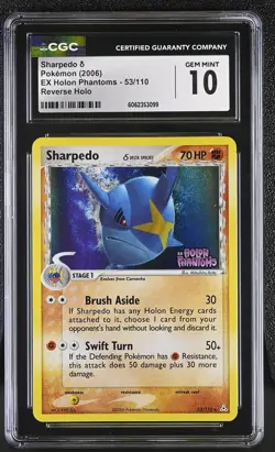 CGC 10 GEM MINT Sharpedo EX Holon Phantoms 53/110 Reverse Holo STAMPED Pokemon - Image 1