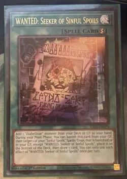 WANTED: Seeker of Sinful Spoils (UR) RA03-EN074 Yugioh 1st NM - Image 1