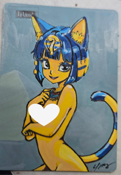 MTG Island Ankha Waifu Alter Art Hand Painted 1/1 Signed by BAZAYO - Image 1