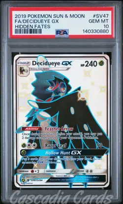 PSA 10 Decidueye GX Shiny Full Art SV47/SV94 Hidden Fates Pokemon - Image 1