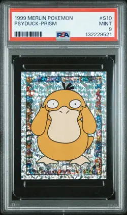1999 Merlin Pokemon Psyduck-Prism #S10 PSA 9 - Image 1
