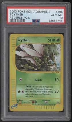 2003 Pokemon Aquapolis #106 - Scyther Reverse Holo - PSA 10 POP 5! - Image 1
