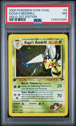 Pokemon TCG 1st Edition Koga's Beedrill Gym Challenge 9/132 Holo Rare PSA 7 - Image 1