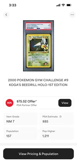 Pokemon TCG 1st Edition Koga's Beedrill Gym Challenge 9/132 Holo Rare PSA 7 - Image 3
