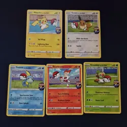 Pikachu Sobble Scorbunny Eevee Grookey On The Ball Pokemon Futsal Promo NearMint - Image 1