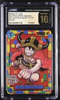 CGC 10 PRISTINE Japanese One Piece 2025 Monkey D. Luffy P-110 ONE PIECE Day NR4 - Image 1