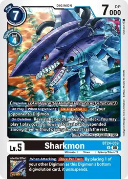 Digimon BT24 Time Stranger Bt24-059 Sharkmon Rare Foil Card - Image 1