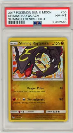 2017 POKEMON SUN & MOON SHINING LEGENDS #56 SHINING RAYQUAZA-HOLO PSA 8 - Image 1