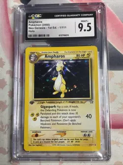 Pokemon Ampharos Neo Genesis 1st Edition Holo Rare #1 CGC 9.5 Mint + - Image 1