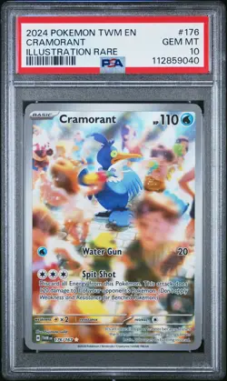 2024 POKEMON TWM EN-TWILIGHT MASQUERADE ILLUSTRATION RARE #176 CRAMORANT PSA 10 - Image 1