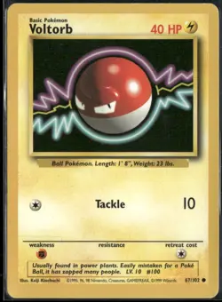 Voltorb 67/102 Base Set Pokemon English Card (MP) - Image 1