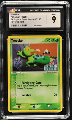 CGC 9 MINT Treecko EX Crystal Guardians 67/100 Reverse Holo Stamped Pokemon Card - Image 1