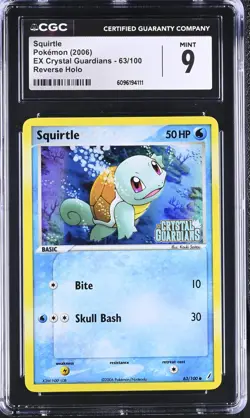 CGC 9 Squirtle EX Crystal Guardians 63/100 Reverse Holo STAMPED Pokemon Card - Image 1