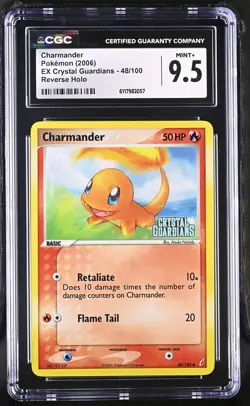 CGC 9.5 Charmander EX Crystal Guardians 48/100 Reverse Holo Stamped Pokemon Card - Image 1