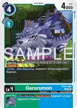 Digimon BT24 Time Stranger Bt24-046 Garurumon Common Card - Image 1