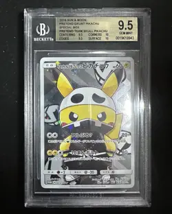 2016 POKEMON SM SPECIAL BOX PRETEND TEAM SKULL PRETEND GRUNT PIKACHU BGS 9.5 - Image 1