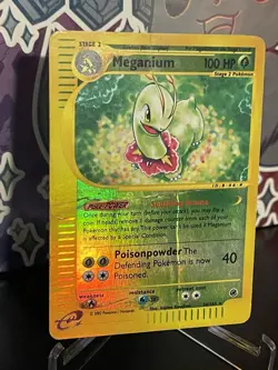 Meganium 18/165 Reverse Holo Expedition Pokemon Vintage Damaged - Image 1