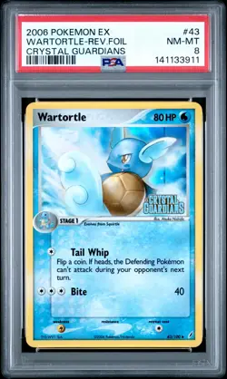 2006 POKEMON EX CRYSTAL GUARDIANS #43 WARTORTLE-REVERSE FOIL PSA 8 - Image 1