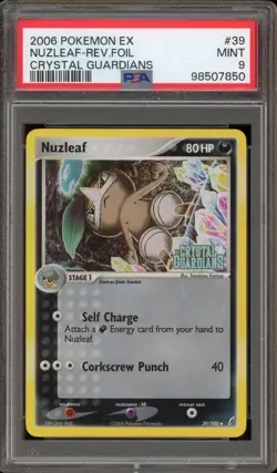 Pokemon Nuzleaf EX Crystal Guardians Reverse Holo Rare #39 PSA 9 Mint - Image 1